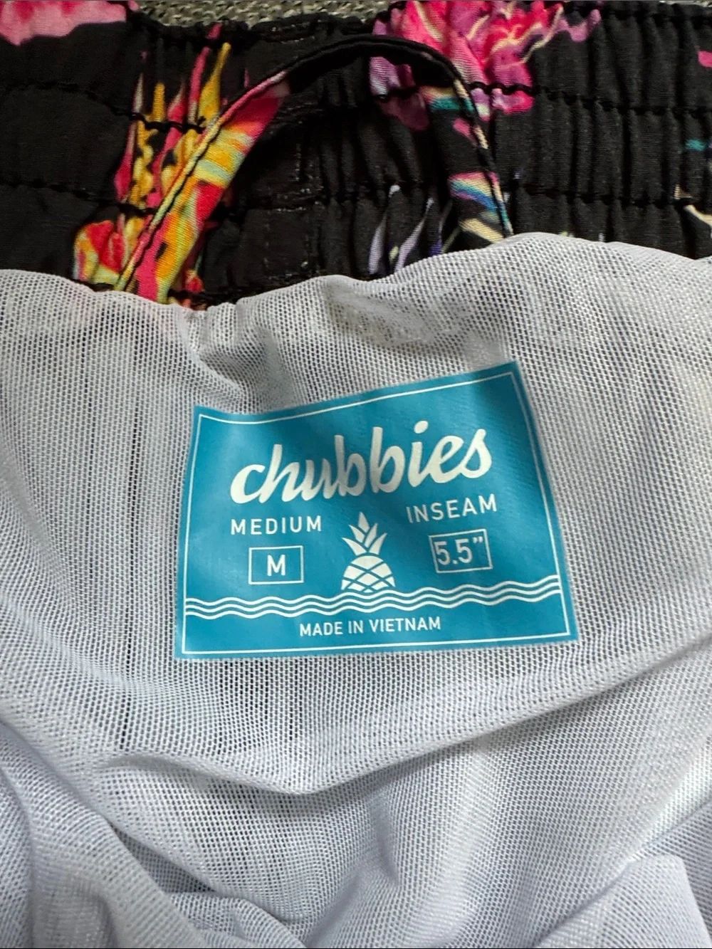 chubbies Black Swim Shorts with Neon Jellyfish Print